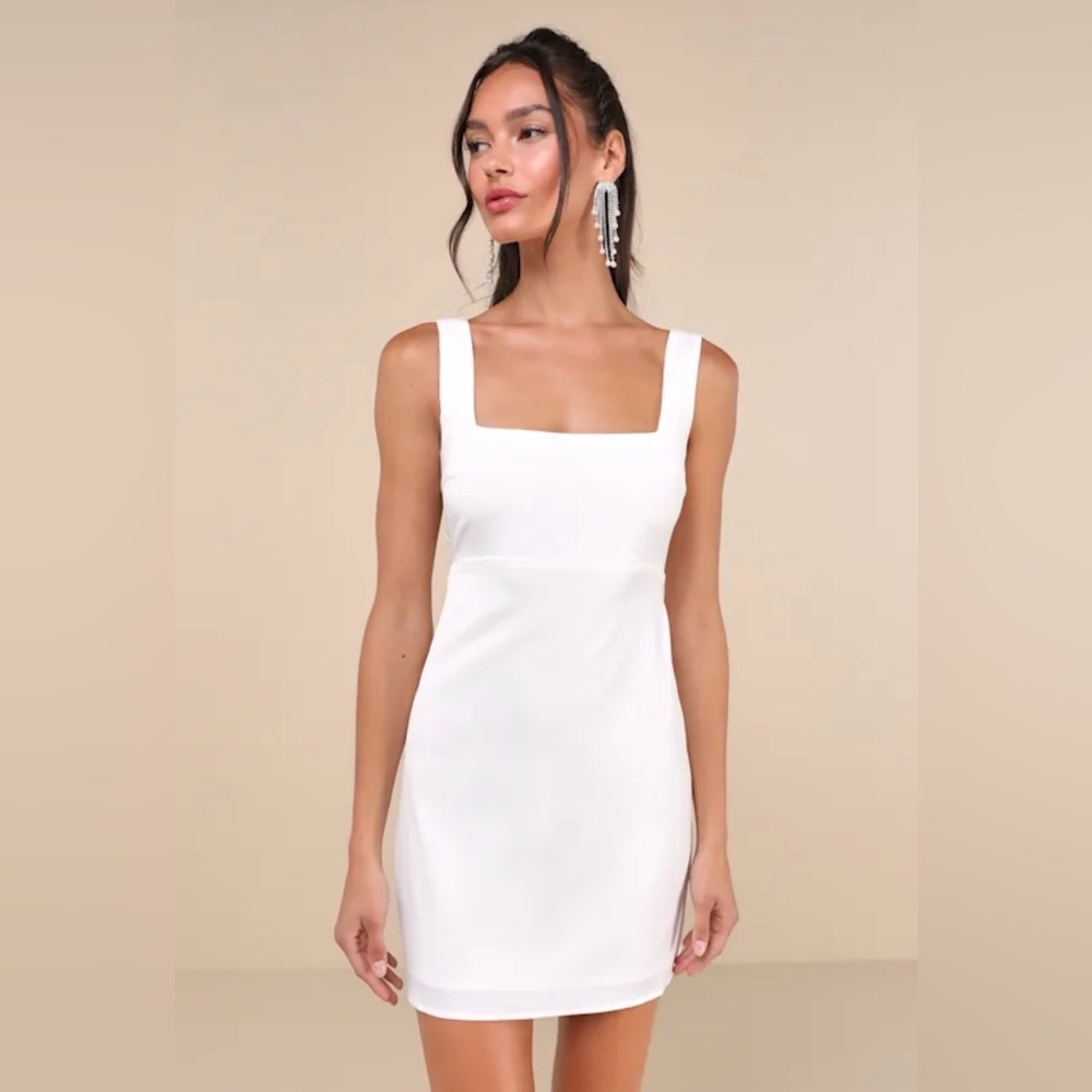 Lulu's Ivory Square Neck Mini Dress